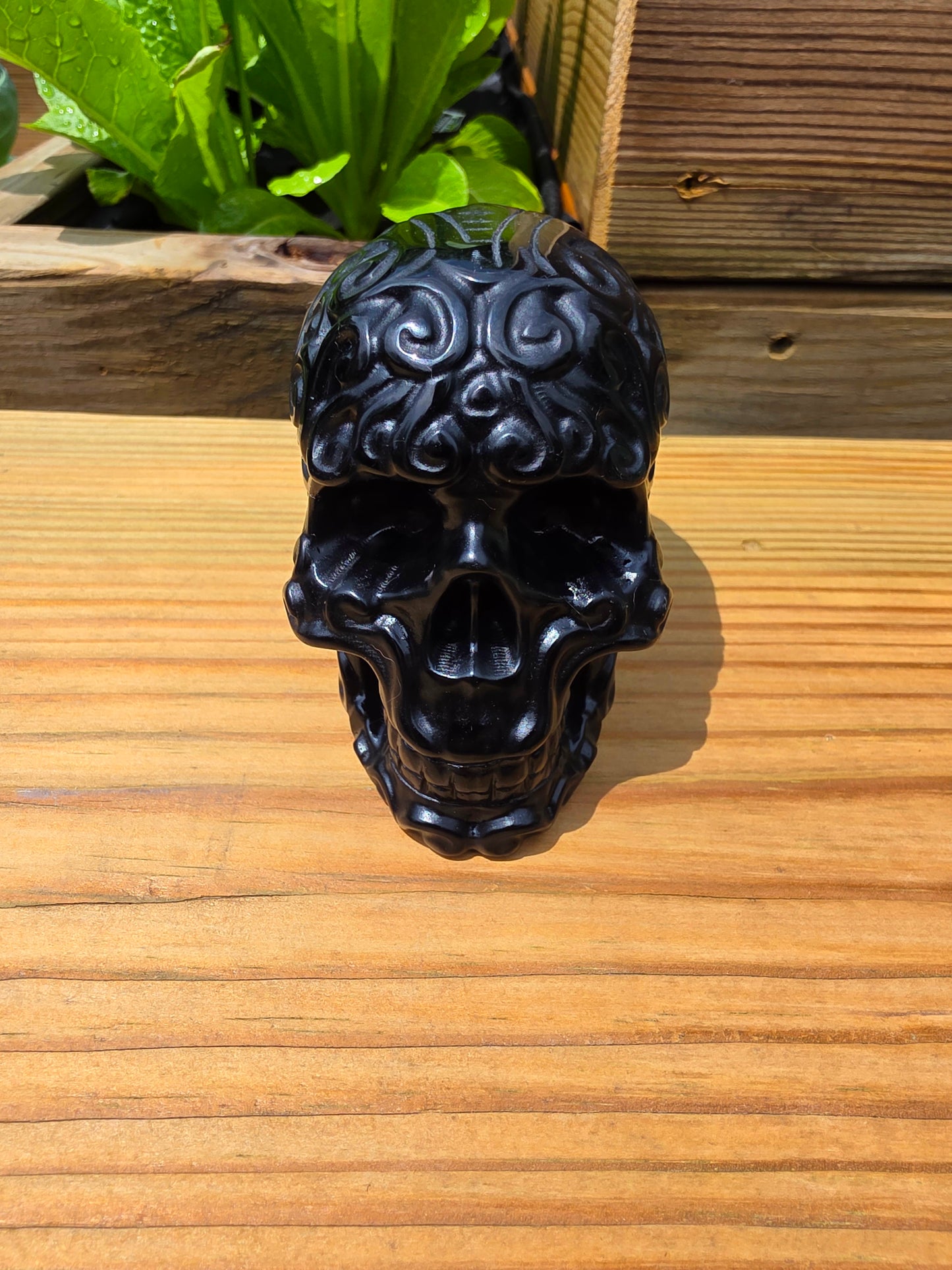 Obsidian Carved Skull